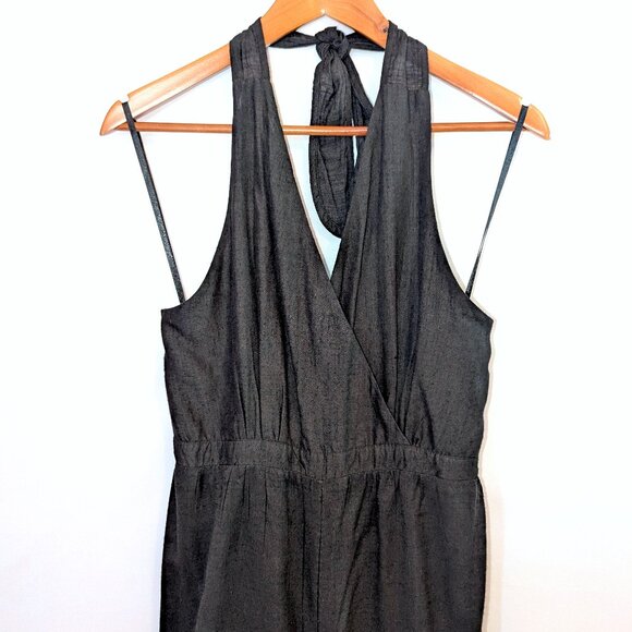 NWT Express | Halter Neck Cotton Blend Lightweight Jumpsuit in Black | Medium - Picture 8 of 13